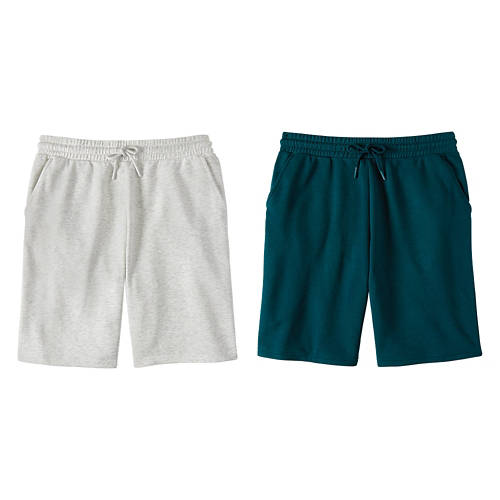 2 Pack Men's Sweat Shorts - Light Grey/Green, M
