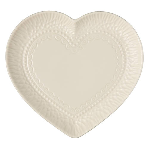 Ceramic Heart Shaped Platter, White