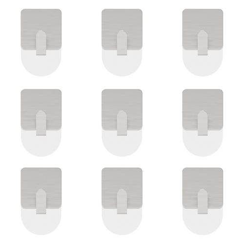 9 Pack Stainless Steel Hooks - Grey, Mini