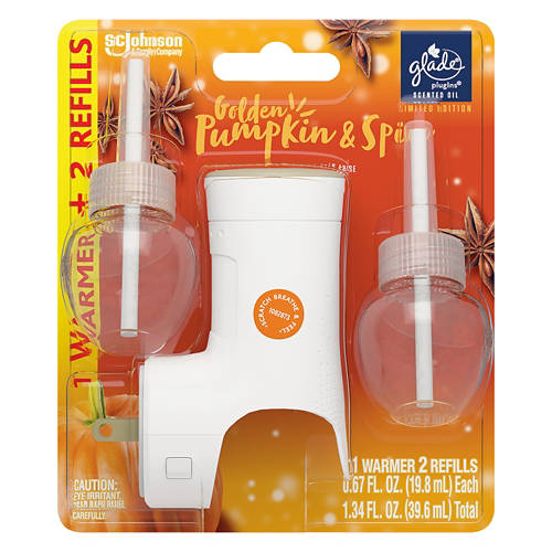 Pumpkin & Spice Plugins Scented Oil, 1 Warmer & 2 Refills + Holder