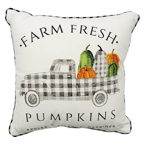 18” x 18” Truck Harvest Decor Pillow