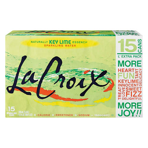 Key Lime Flavored Sparkling  Water - 15 pack, 12 fl oz can Product Image Front shot 01