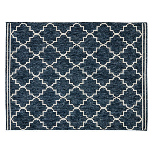 5' x 7' Boho Indoor/Outdoor Rug - Navy Medallions