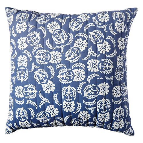 18” x 18” Square Luxe Pillow, Blue Medallion