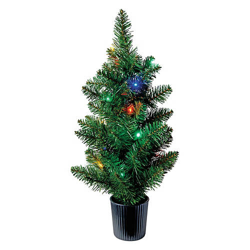 2 Foot Pre-Lit Tabletop Green Tree with Black Base