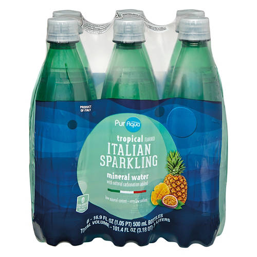 Tropical Flavored Italian Sparkling Mineral Water  - 6 pack, 16.9 fl oz