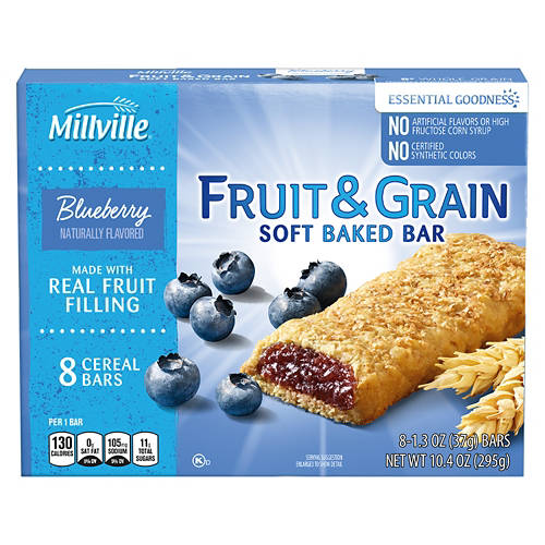 Blueberry Fruit & Grain Cereal Bars, 8 count Product Image Front shot 01