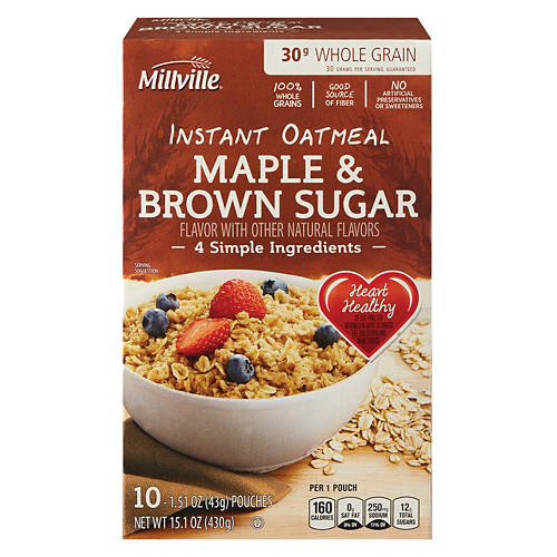 Maple and Brown Sugar Instant Oatmeal, 10 count Product Image Front shot 01