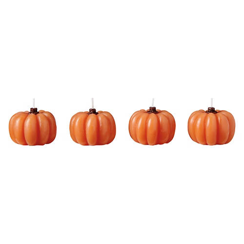 3 Pack Molded Fall Candle Pack - Orange Pumpkins, Extra Small