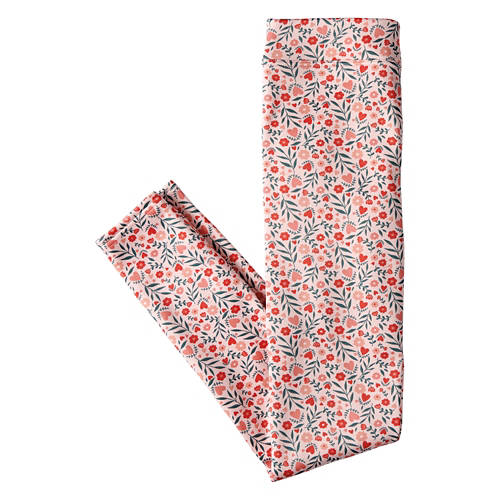 Ladies Fleece Lined Leggings - Floral Print, S