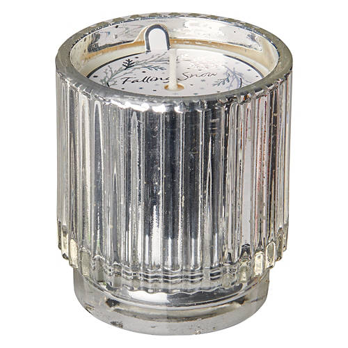 Metallic Votive Candle - Falling Snow