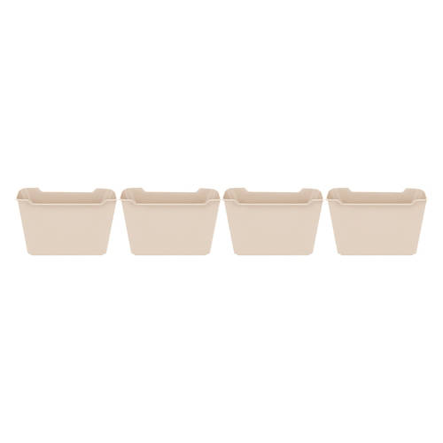 4 Pack Plastic Storage Bins - Beige, S