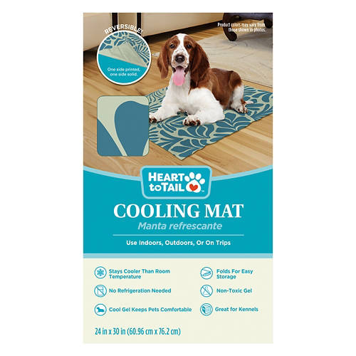 Pet Blue Leaves Cooling Mat, 30" x 24" Product Image Front shot 01