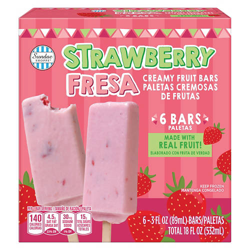 Premium Strawberry Fresa Ice Cream Bars, 6 count Product Image Front shot 01