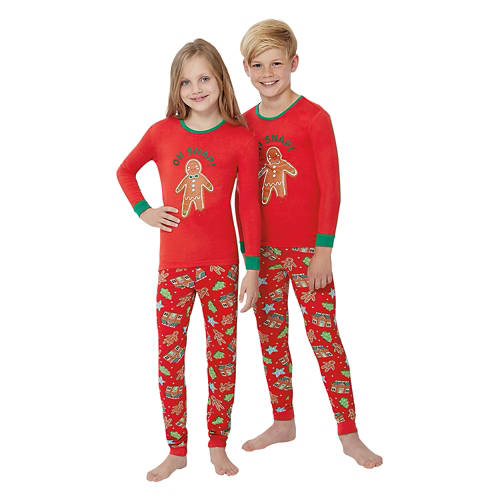 Childrens Holiday Pajamas - Gingerbread, L