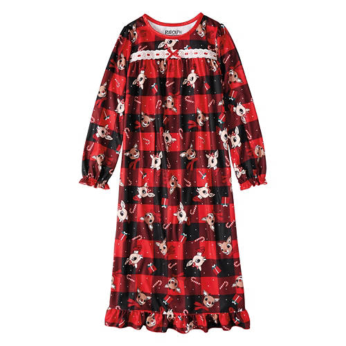 Childrens Character Pajama Dress, Rudolph, Size Medium