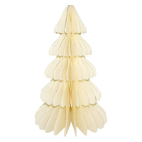 11.5" Tall Holiday 5 Tier Paper Tree, Ivory