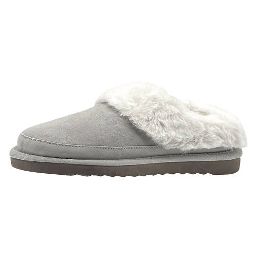 Ladies Genuine Suede Slippers - Grey, 7/8