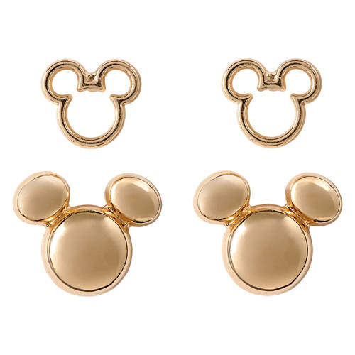 Mickey Character Outline Earrings, Gold
