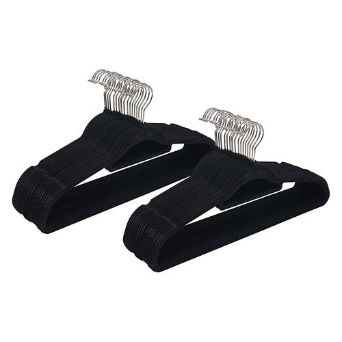 50 Pack Velvet Hangers, Black