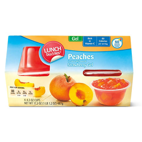 Peaches in  Naturally Flavored Strawberry Gel Bowls, 4 count