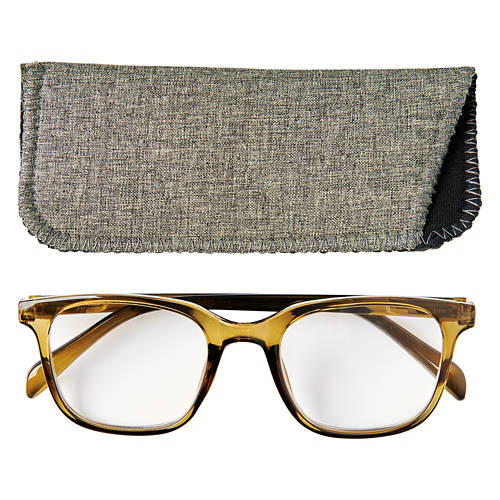 Men's Reading Glasses with Case - Olive, 1.50