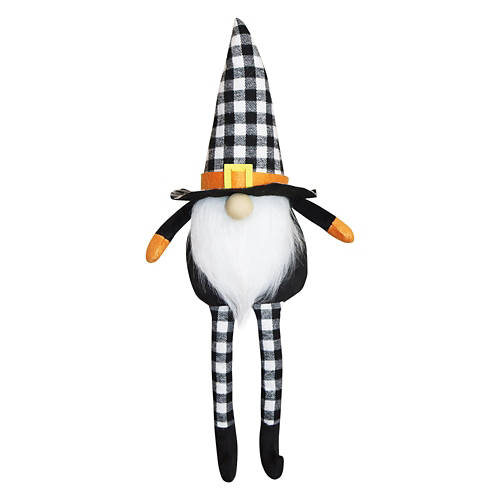 16" Tall Halloween Mini Gnome - Buffalo Check, Black/Orange