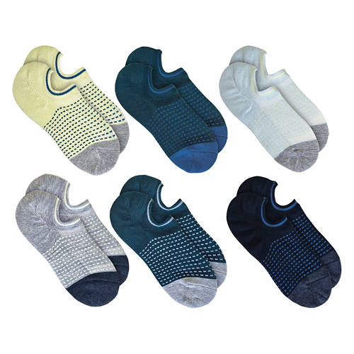 6 Pack Men's No Show Fitness Socks - Blue/Seafoam, 6-12