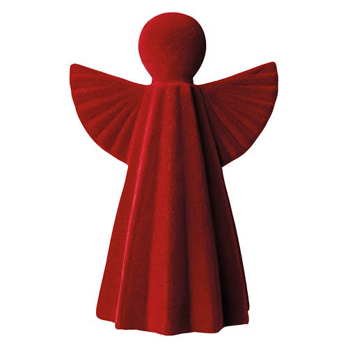 Christmas Flocked Angel - Dark Red