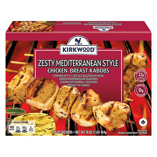 Zesty  Mediterranean Style Chicken Breast Kabobs, 4 count Product Image Front shot 01