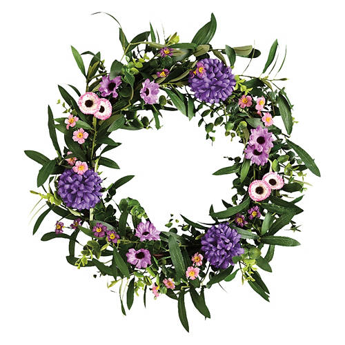 Spring Wreath - Pink & Purple Wildflowers