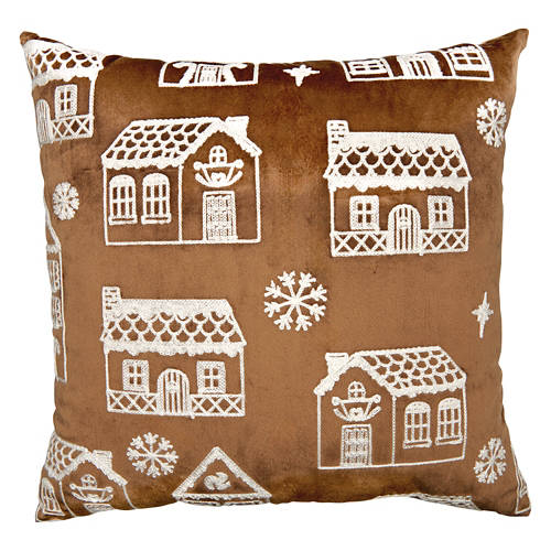 18” x 18” Square Holiday Decorative Pillow - Gingerbread