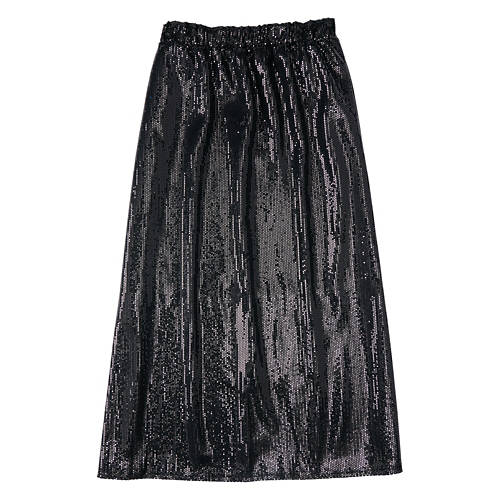 Ladies Sequin High Waist Skirt - Black, M