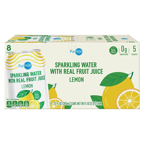 Sparkling Water with Lemon Juice 8 pack Product Image Front shot 01