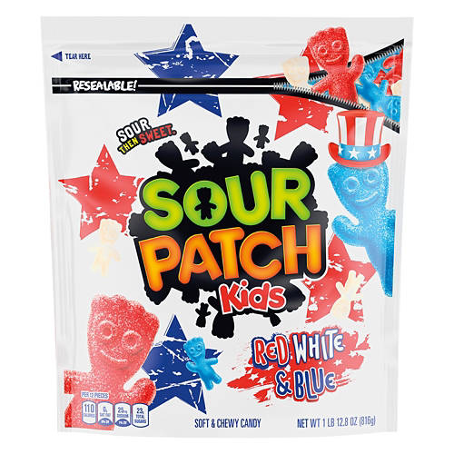 Red, White, & Blue Sour Patch Kids Candy, 28.8 oz Product Image Front shot 01