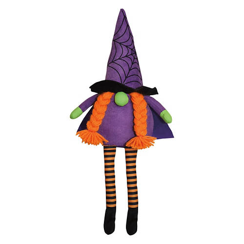 16" Tall Halloween Mini Gnome - Witch, Purple/Black