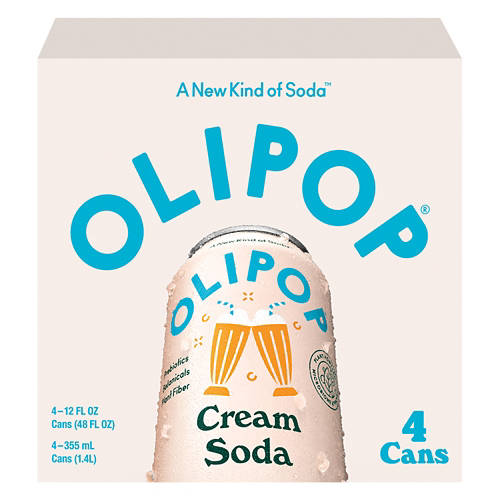 Probiotic Cream Soda - 4 pack, 12 fl oz can Product Image Front shot 01