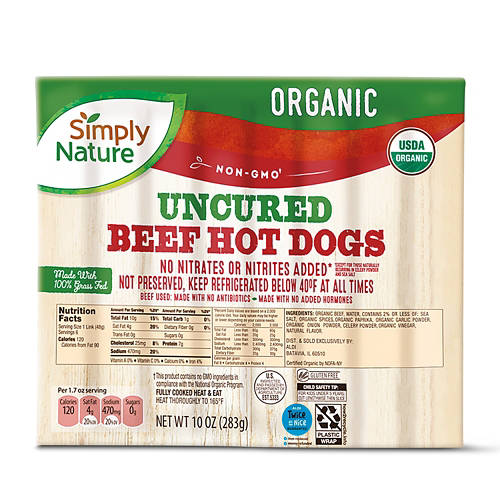 Organic Uncured Beef Hot Dogs, 10 oz