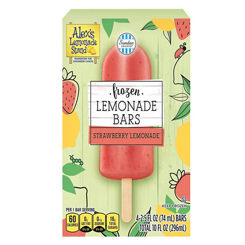 Alex's  Lemonade  Stand Frozen Strawberry Lemonade Bars, 4 count Product Image Front shot 01