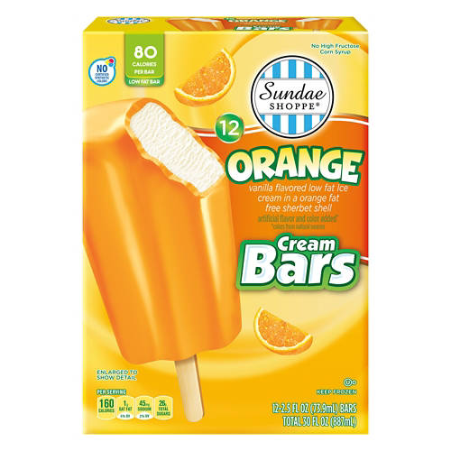 Orange Flavor Ice Cream Bars, 12 count