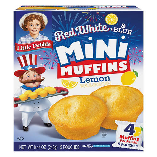Red, White & Blue Lemon Flavored Mini Muffins, 5 count Product Image Front shot 01