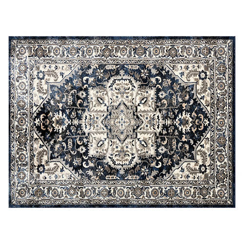 5'  x 7' Ultra Soft Carved Area Rug - Blue Traditional