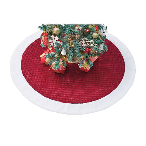 48" Quilted Christmas Tree Skirt, Red