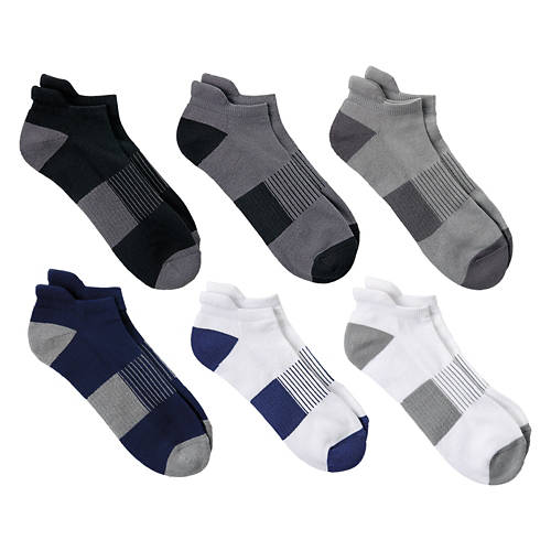 6 Pack Men's Premium Athletic Low Cut Socks, Black & White