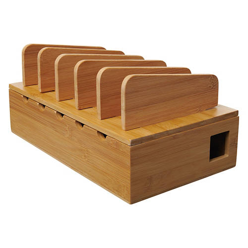 5 Removable Dividers Bamboo Charging Station