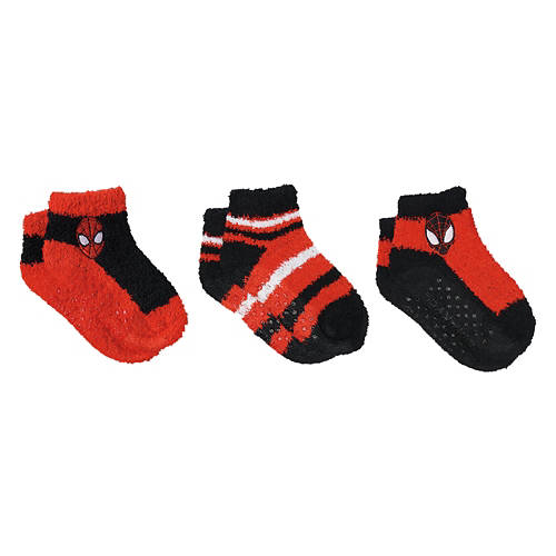 3pk Childrens Character Fuzzy Socks, Spiderman, Size 6-8