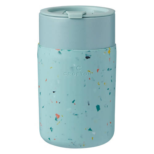 Ceramic and Silicone Travel Mug - Blue Terrazzo