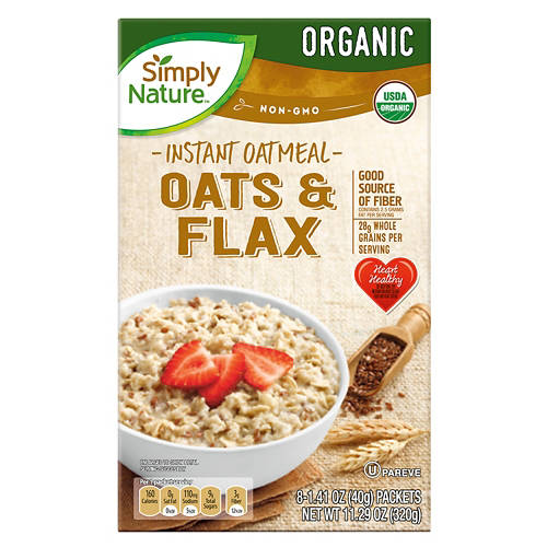 Organic Oats and Flax Instant Oatmeal Packets, 8 count