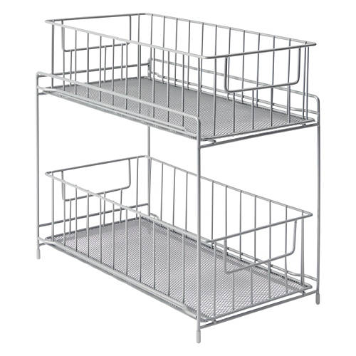 2 Tier Mesh Organizer, Silver Product Image Front shot 01