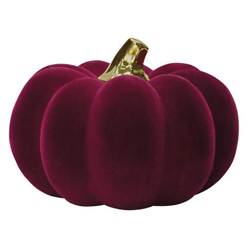 5.5" x 5.5" x 3.7" Plum Flocked Velvet Pumpkin